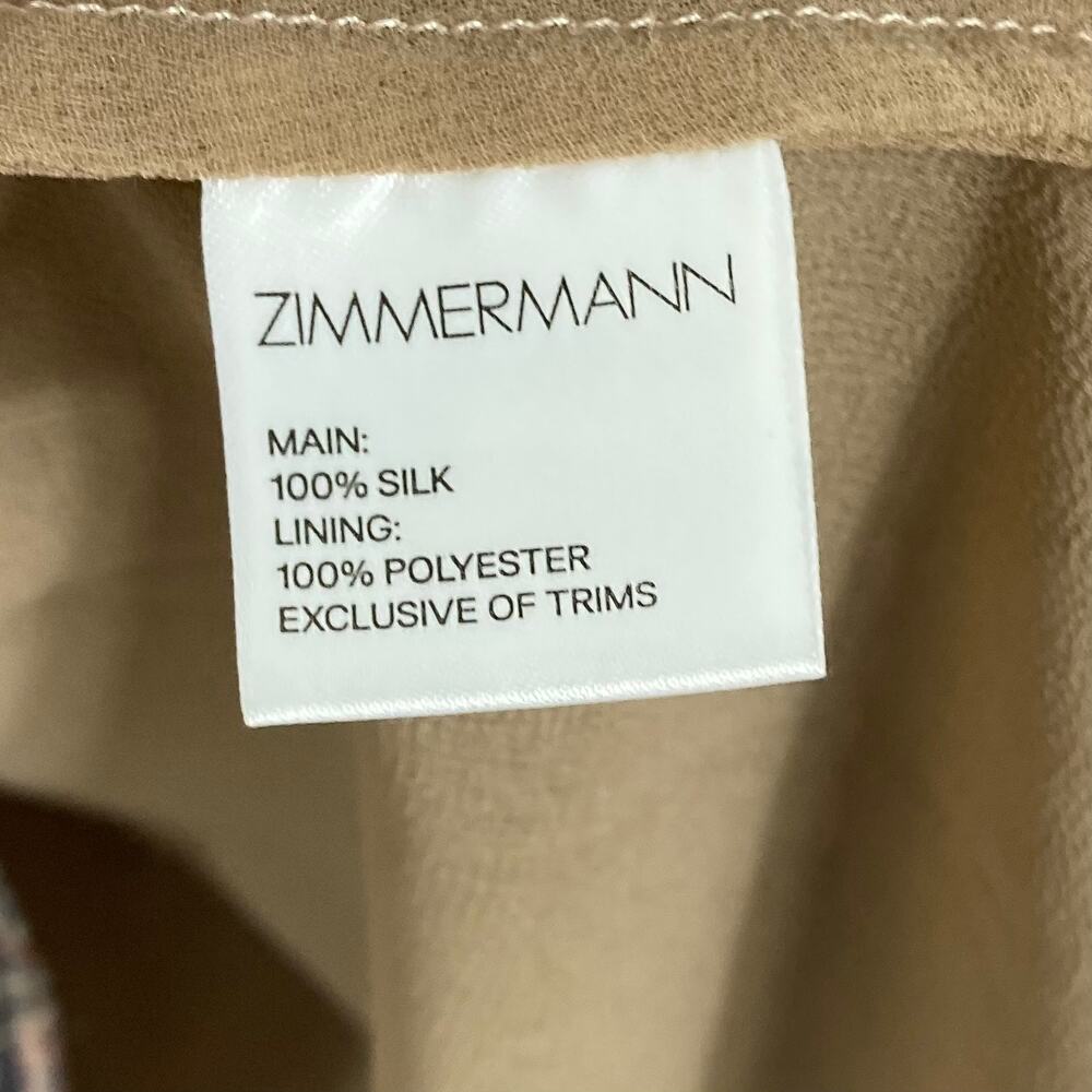 NWOT ZIMMERMANN Blouse 0/XS Silk Chiffon”Harlequin Heriz”V Balloon ColdShoulder - Picture 8 of 11